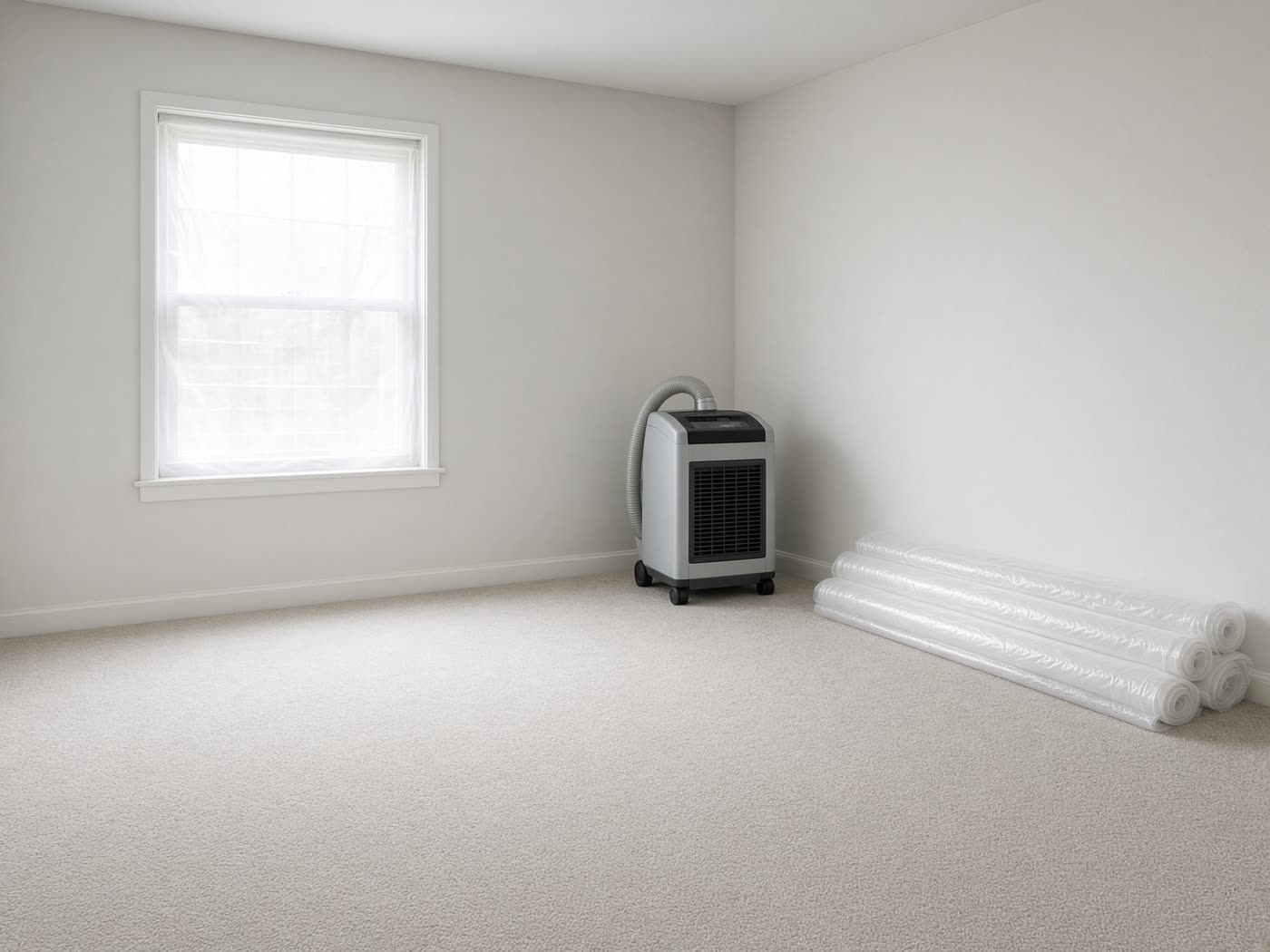 Calm, clinically cleaned empty room after remediation